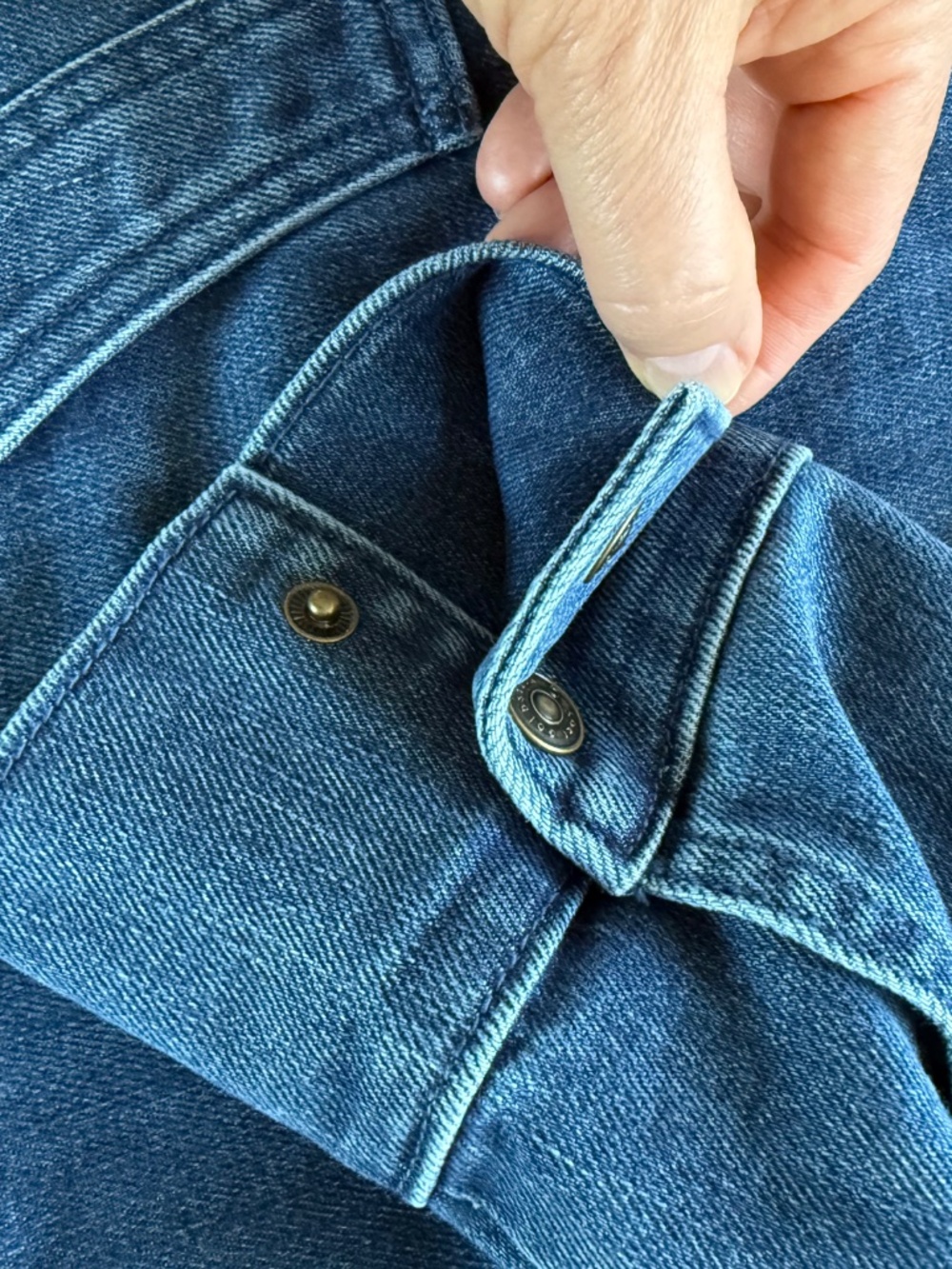 LOGO Lori Goldstein denim hoodie pullover large - Picture 10 of 11